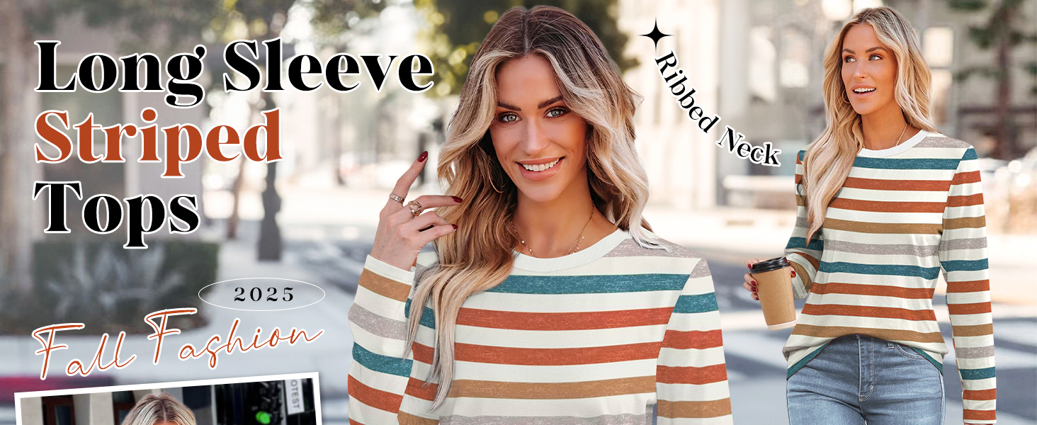 Long Sleeve Shirts for Women Striped