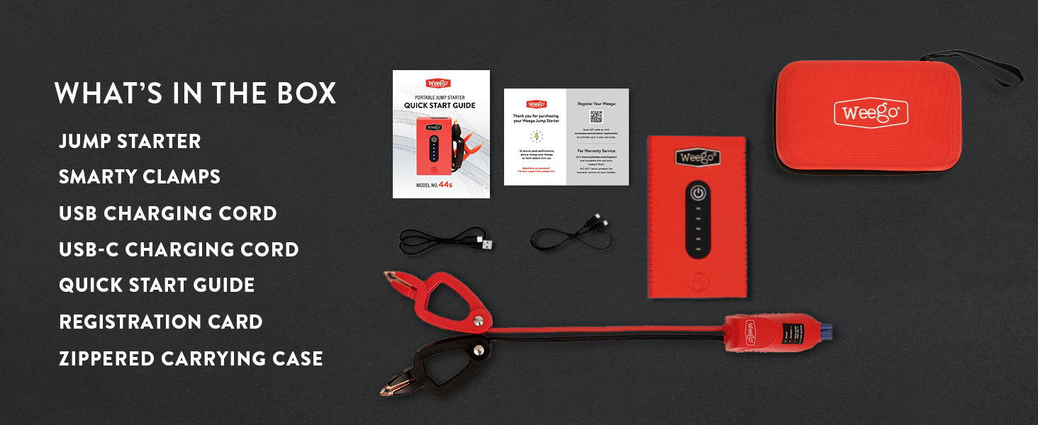 Weego 44s Portable Jump Starter What's in the box 