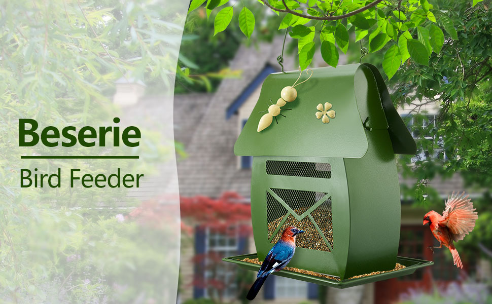 Beserie Metal Bird Feeder, Squirrel Proof Bird Feeders for
