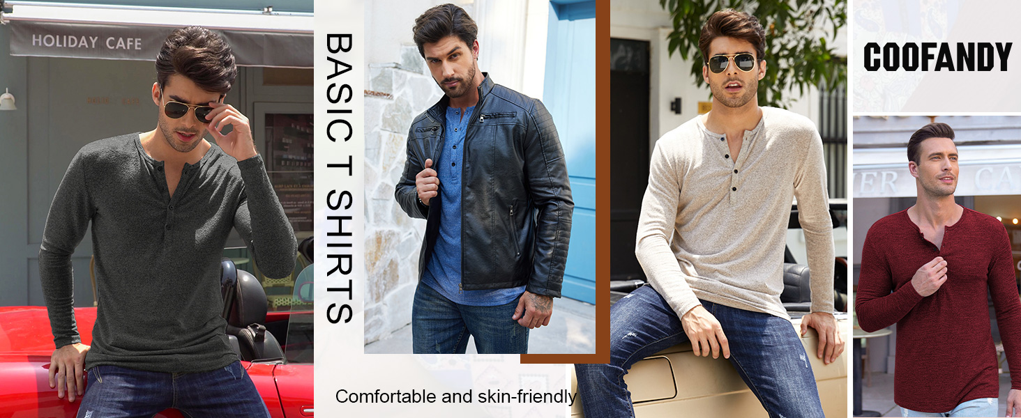 Men&#39;s 2Pack Slim Fit Henley Shirts LWX