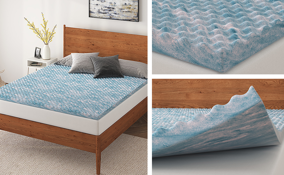 NapQueen 2 Inch Swirl EggShell Cooling Gel Memory Foam