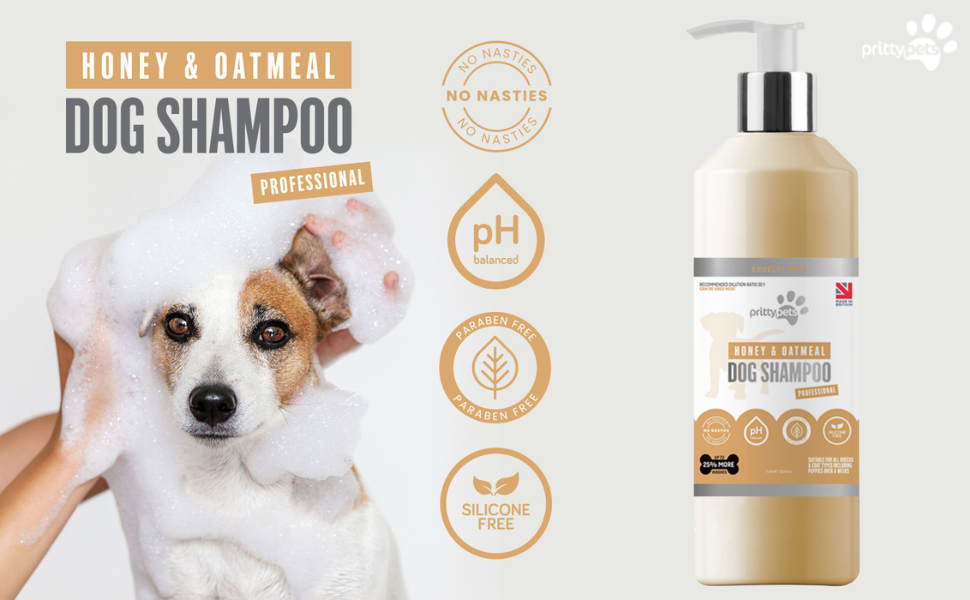 Oatmeal Dog Shampoo PRITTY PETS Oatmeal Shampoo for Dogs Professional