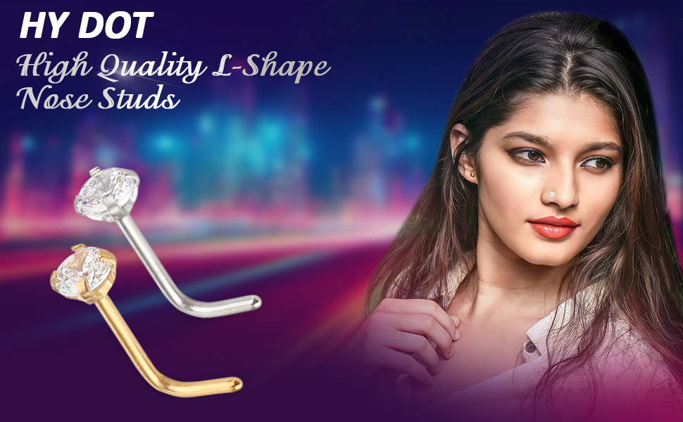 HY DOT 2pcs Nose Studs Gold Silver Nose Piercing Jewellery 20G 0.8mm L