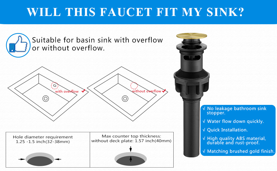 Tohlar Vessel Sink Faucet Gold, Tall Bathroom Faucets for