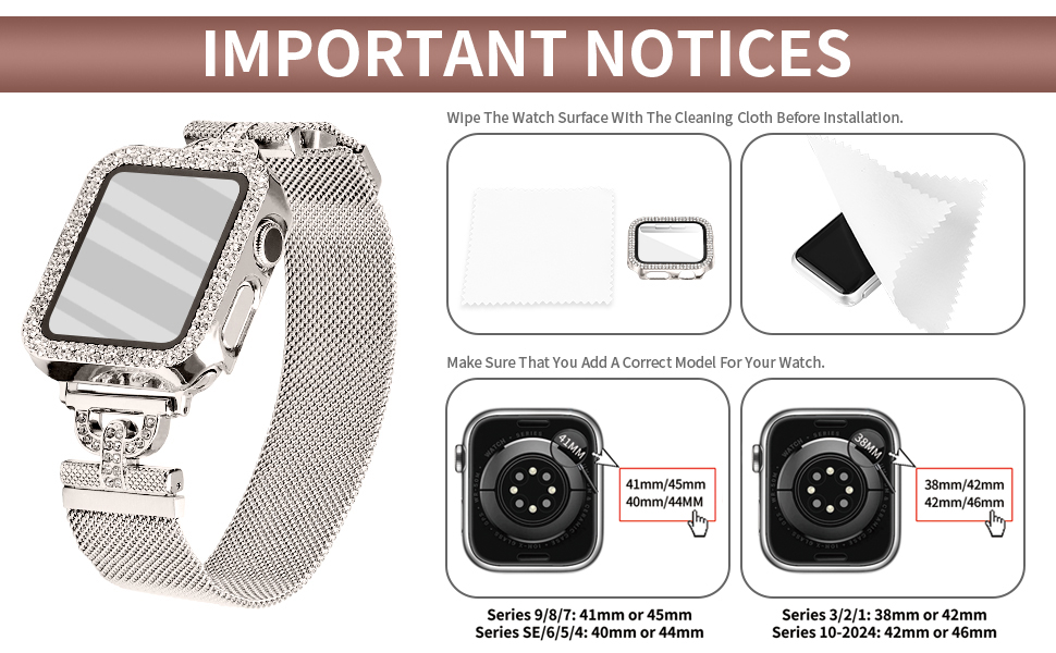 JOYOZY Magnetic Milanese Band with Bling Case and D-shaped Buckle