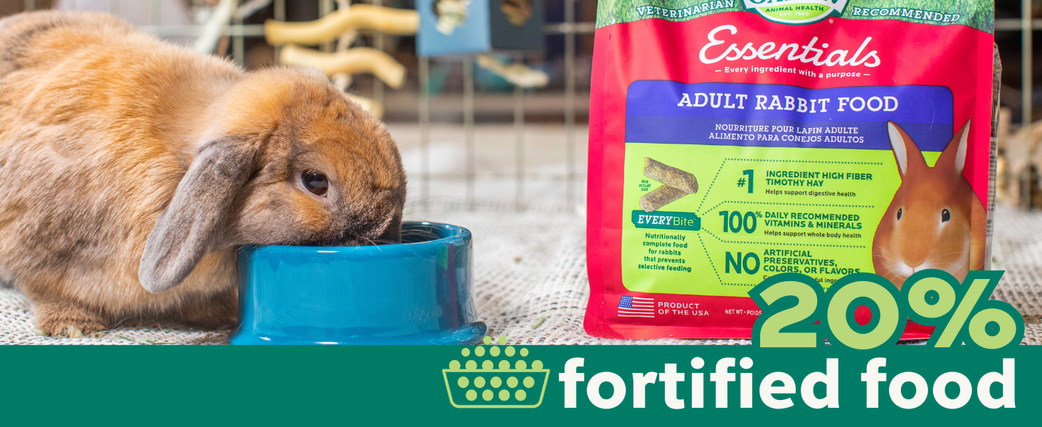 Oxbow Essentials Adult Rabbit Food, Food for Pet Rabbits, Uniform food, Bunny Food, Classroom Pet