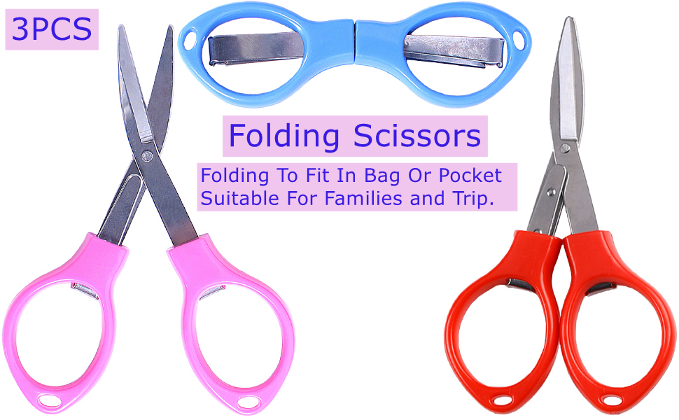 3 Pcs Folding Scissors,Portable Mini Travel Trip Scissors