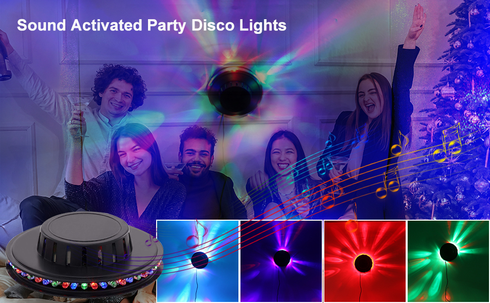 Sound Activated Party Lights 2 Pack, USB Powered DJ Disco Lights, RGB