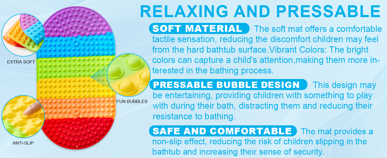 XIYUNTE Baby Bath Mat for Kids, 27x15 in Silicone Baby Bath