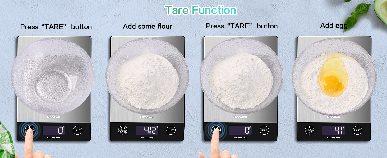 Kitchen food scale tare function digital weighing for keto diet