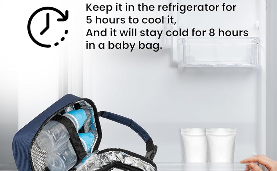 CRAFKEN Breast Milk Storage Bag, 100% Silver Insulated Bag with 2 Ice Gel.