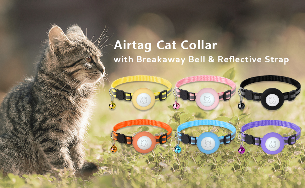 Airtag Cat Collar, Reflective Cat Air Tag Collar with Breakaway Buckle