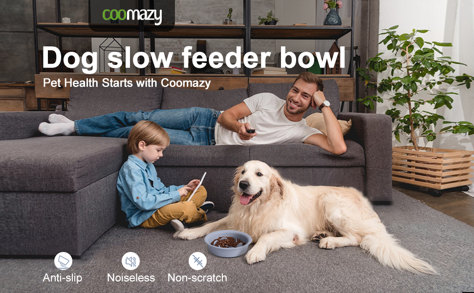 Coomazy Maze Silicone Slow Feeder Dog Bowls for Small Breed French Bulldogs, Beagle