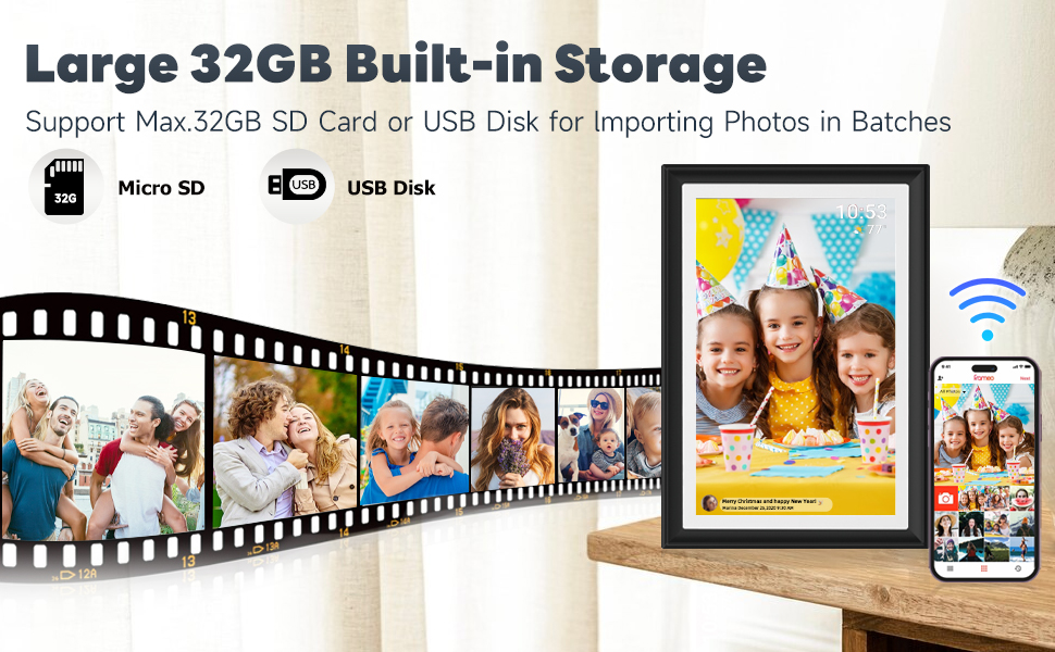 REUMAR Digital Picture Frame,10.1 inch,WiFi Smart Digital Photo Frame