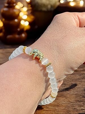 Armband Handmade_in_Germany nachhaltiges_Armband Selenit Jaspis rot weiß gold Geschenk Glück Energie