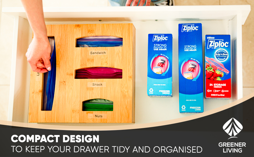 Ziplock Bag Organiser for Kitchen Drawer Plastic Bag Holder with New