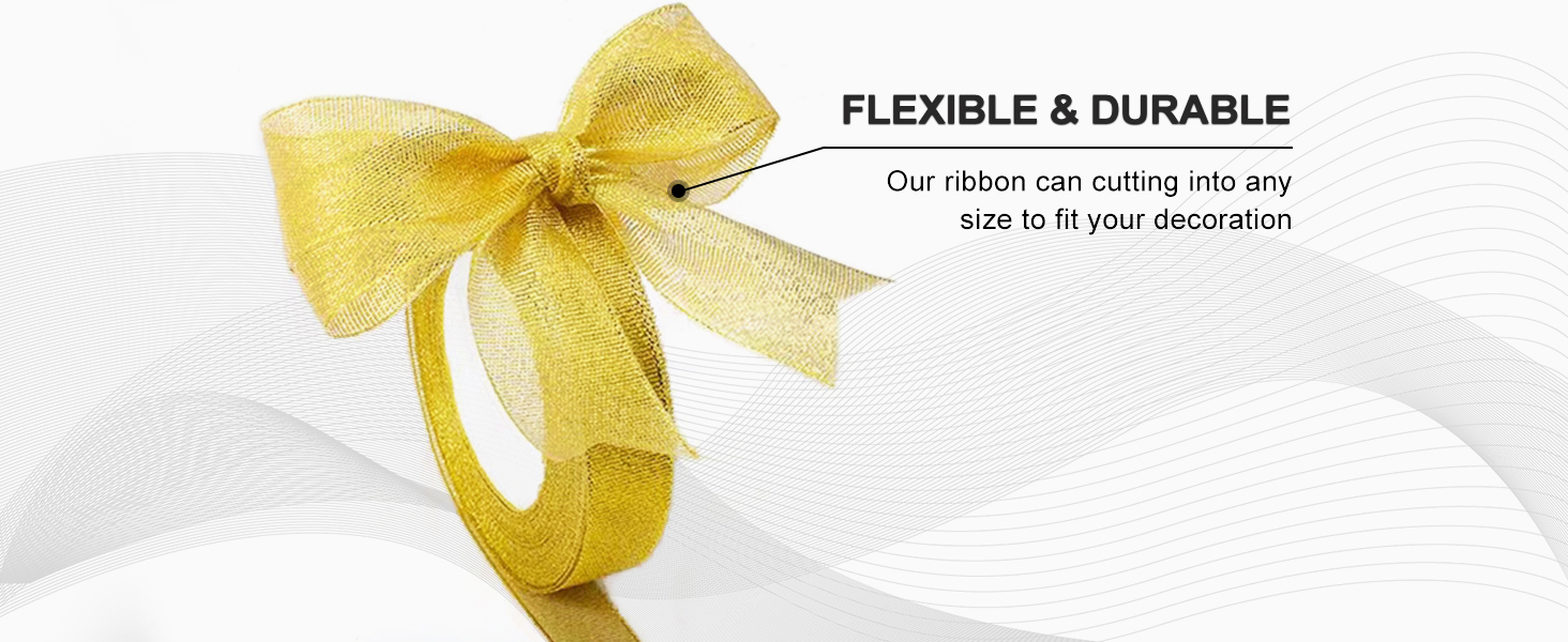 Sparkly Fabric Ribbon Perfect for Crafts Gold Ribbon