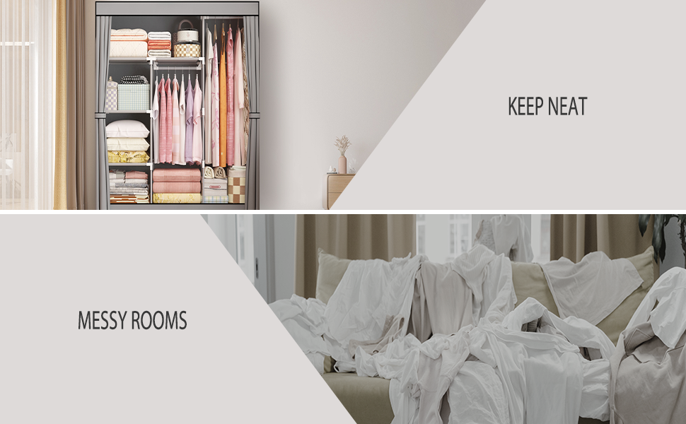 STARNEST Portable Wardrobe, Wardrobe Storage Organiser Fabric Closet