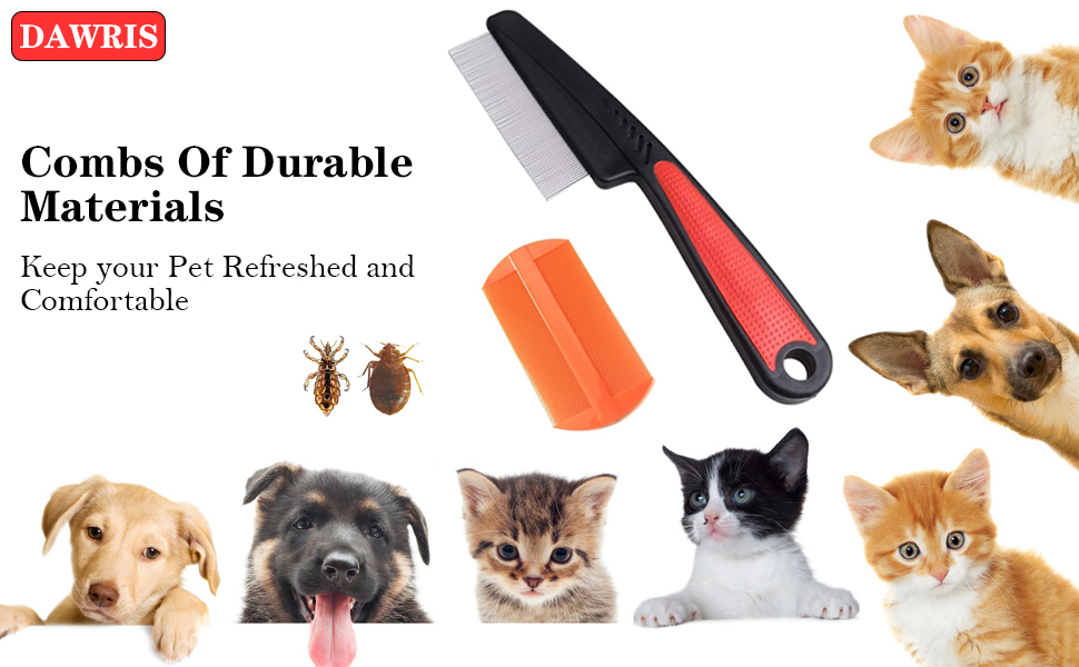 DAWRIS 2 Pcs Pet Grooming Dematting Comb, Flea Comb for Dogs and Cats