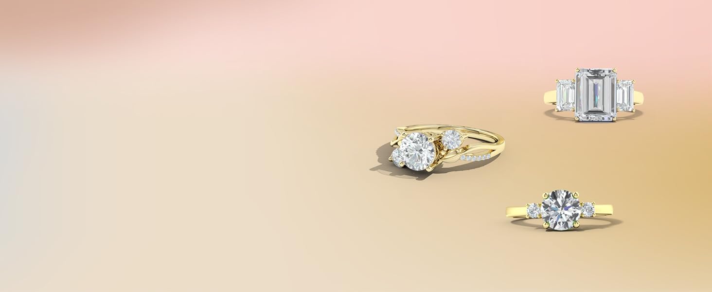 Lab-Grown Three Stone Rings