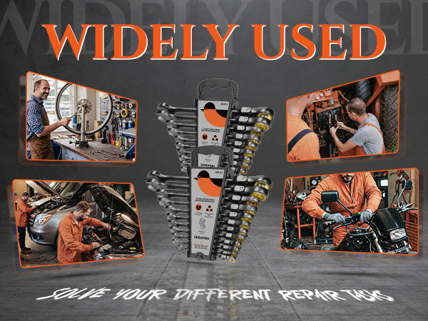 ム折 SUZUME 12-Piece (8mm-19mm) Flex Head Ratcheting Wrench Set