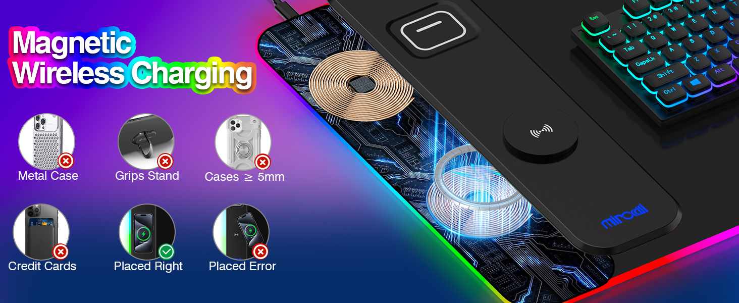 mouse pad magnetic wireless charging