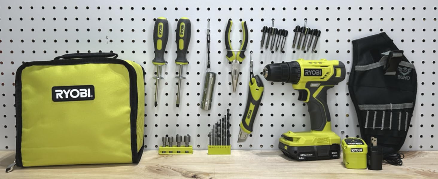 Ryobi Household Tool Kit Bundle with Buho Drill Holster