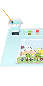 blue silicone art mat with cup