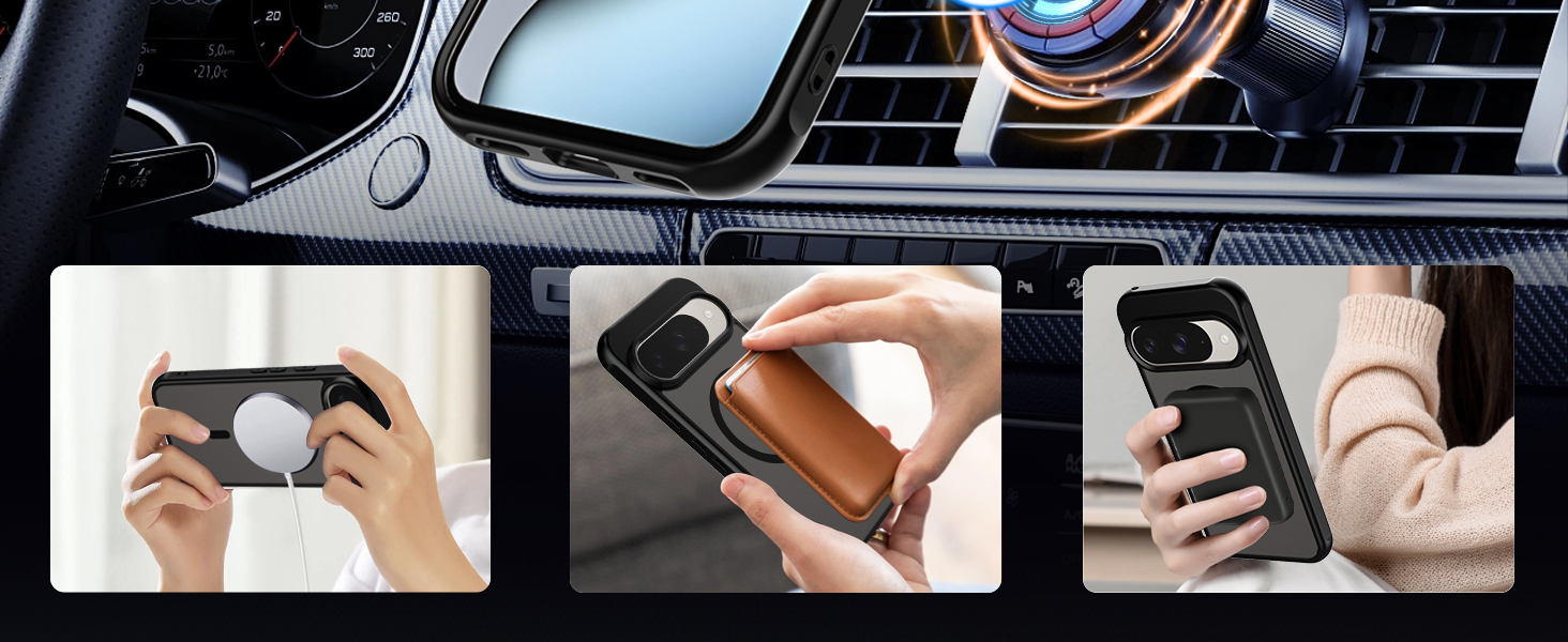 Step-by-step demonstration of installing or adjusting an automotive accessory on a car's dashboard or console area.