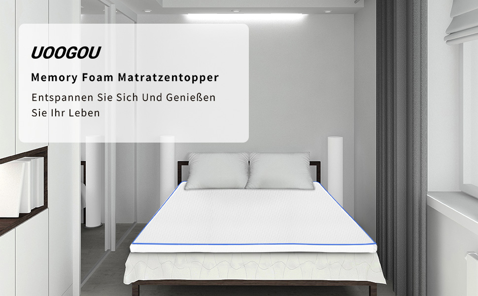 Matratzentopper 180x200cm, 7 cm Gel Memory Foam Mattress Topper, 2-in-1 ...