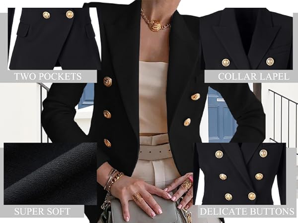 ジャケット・アウター Trois Gold Button Blazer Trois Gold Button Blazer