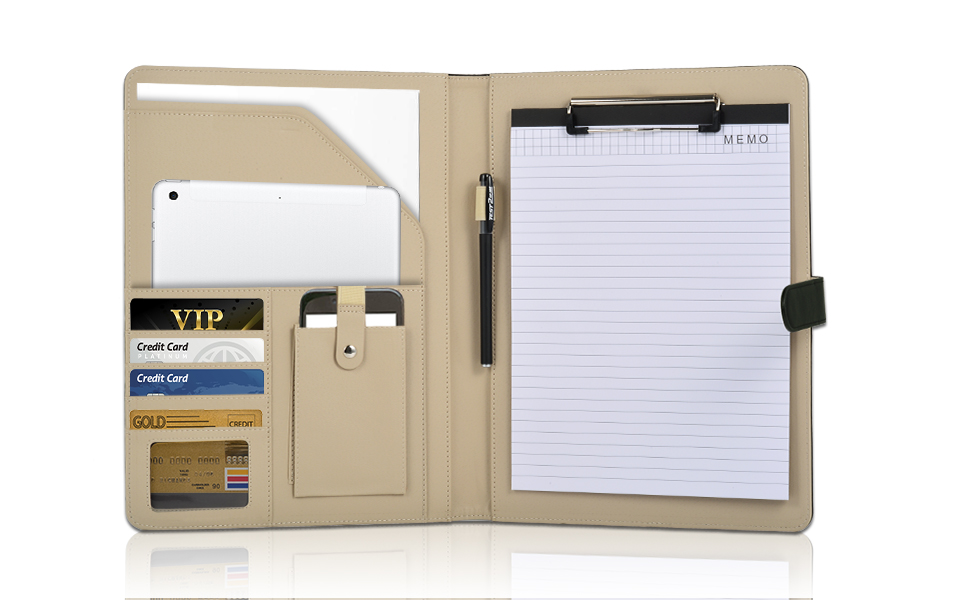 Padfolio Clipboard Folder Portfolio,Faux Leather Legal Document Organizer with