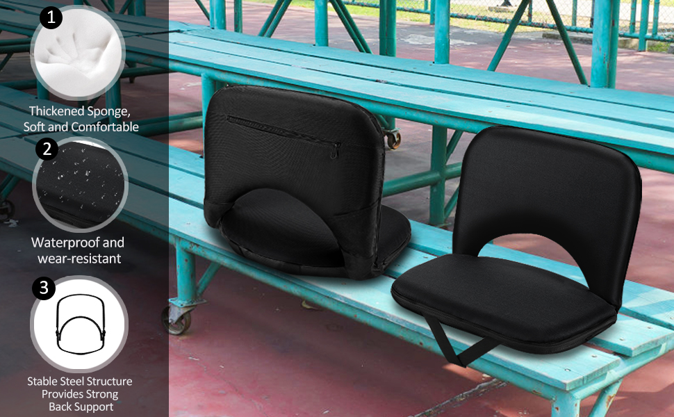 Stadium Seats with Back Support, Folding Bleacher Seat with