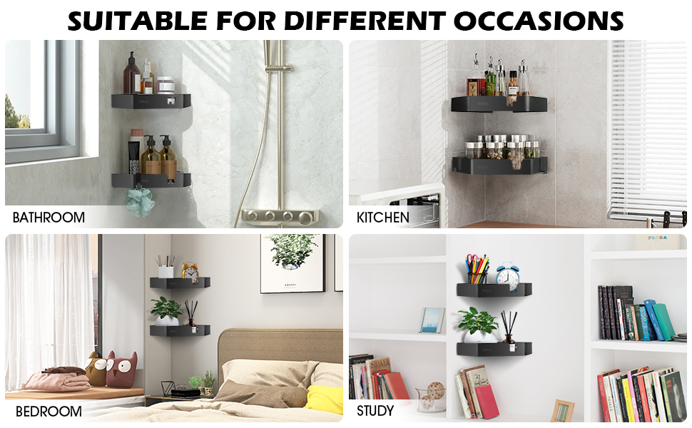 NEWHEY Shower Shelf Corner Caddy Organizers 2 Pcs DrillFree Corner