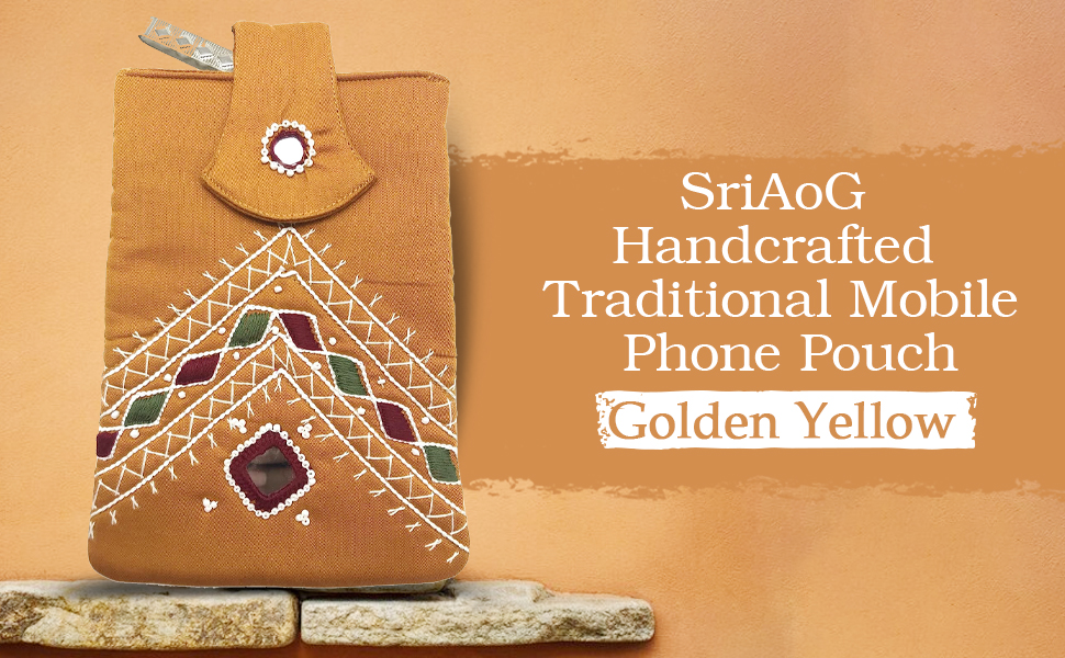 SriAoG  Handicraft Ladies Traditional Mobile Phone Pouch Cotton Wallet,   SPN-MX9E8