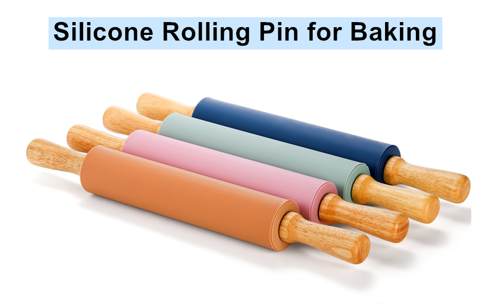 Yopay 4 Pack Silicone Rolling Pin for Baking, Non Stick