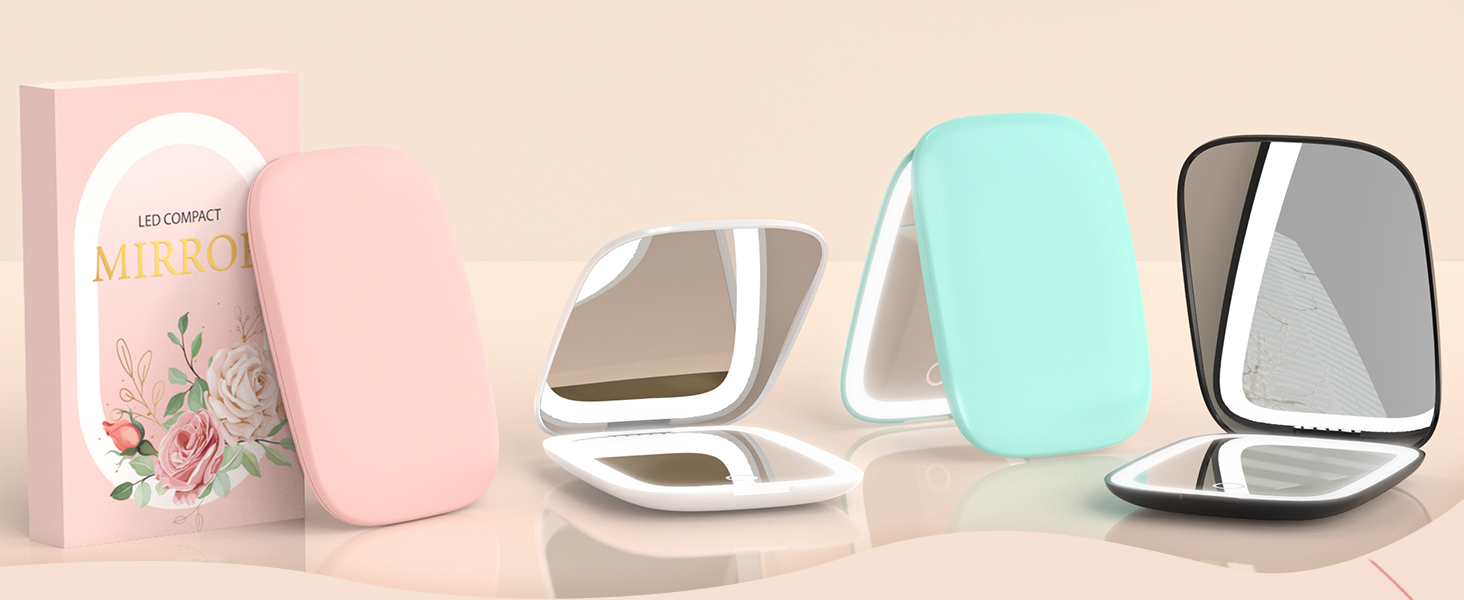 Rechargeable Travel Mirror with 3 Color Lights and AutoOff
