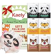 6 Pack Animal Character Kids Face Masks Spa, Korean Soothe Facial Sheet Mask for All Skin Types, ...
