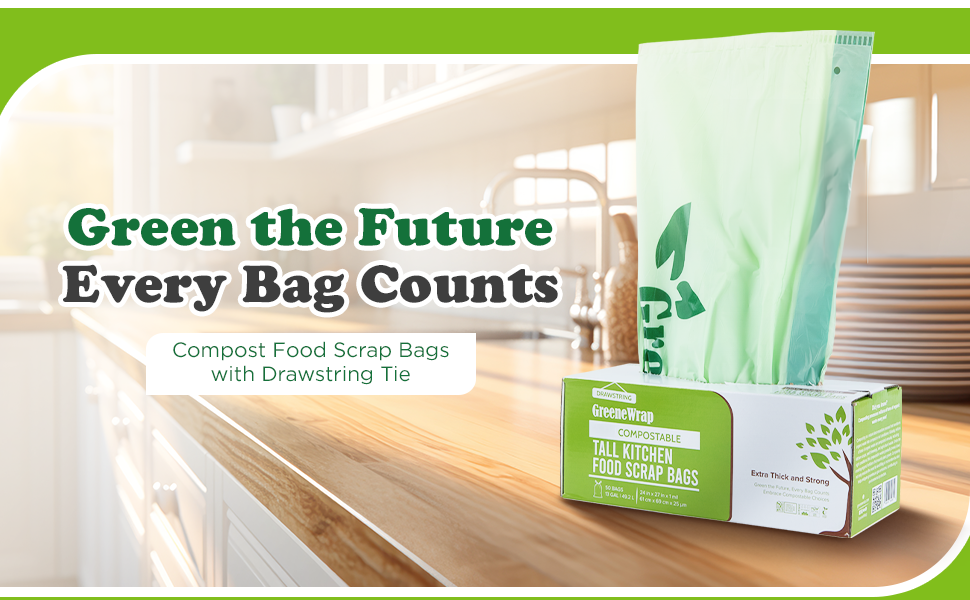 greenewrap compost food scrap bags drawstring 13 gallon