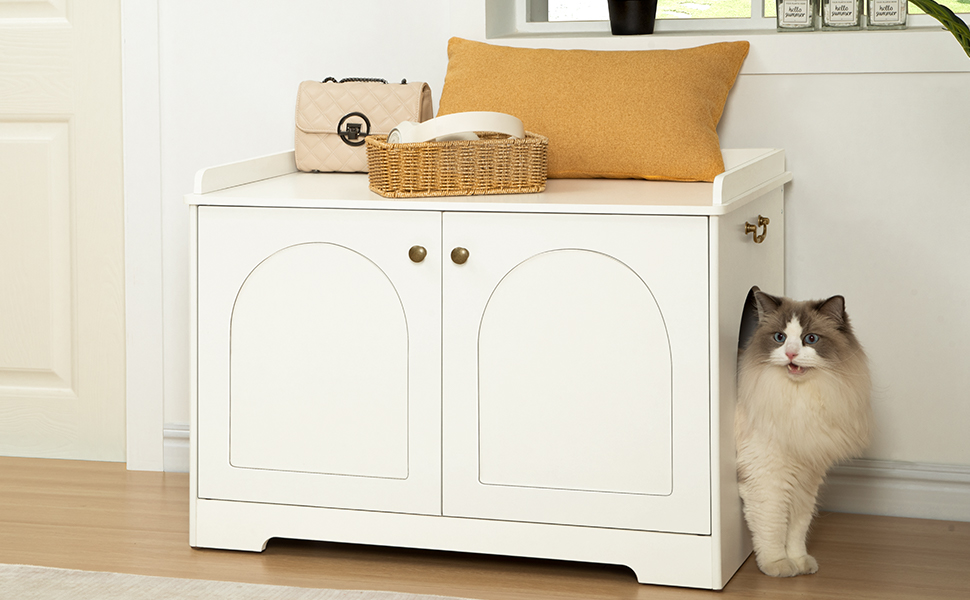 Hzuaneri Cat Litter Box Enclosure with Handles, Hidden Litter Box