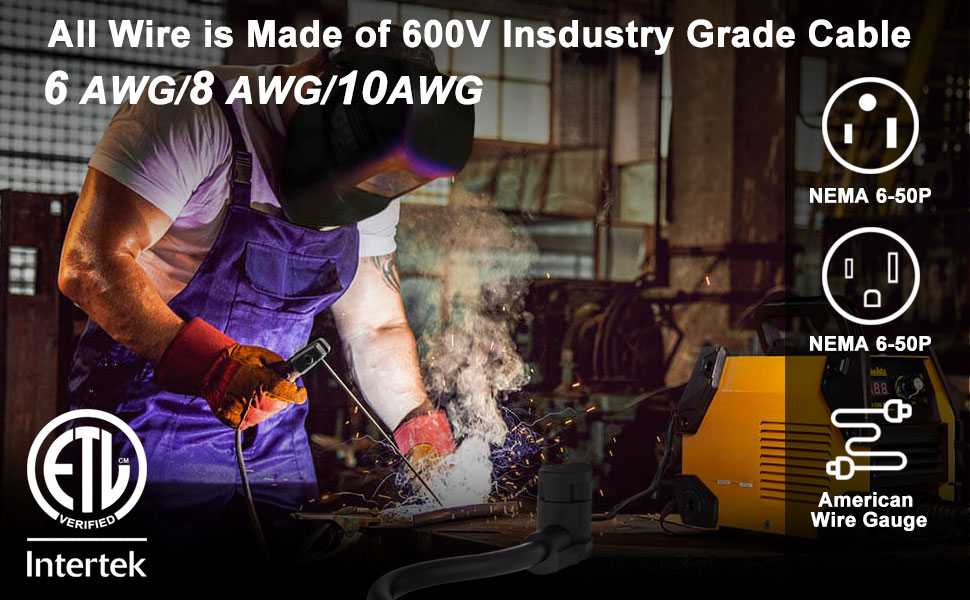 Welder Extension Cord 8 AWG, 25FT Welding Cords 40 amp