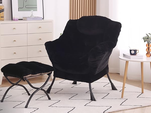 Amazon.com: SESHINELL Lazy Chair with Ottoman, Modern Accent