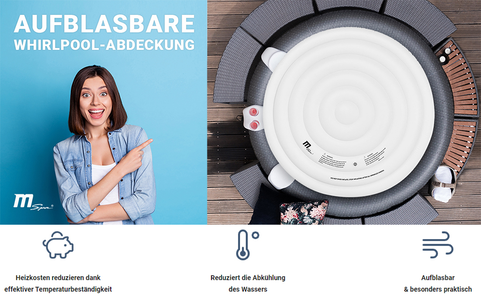 Miweba MSpa aufblasbare Abdeckung B9300299/B0301970 für Whirlpools Rund 6 Personen Delight