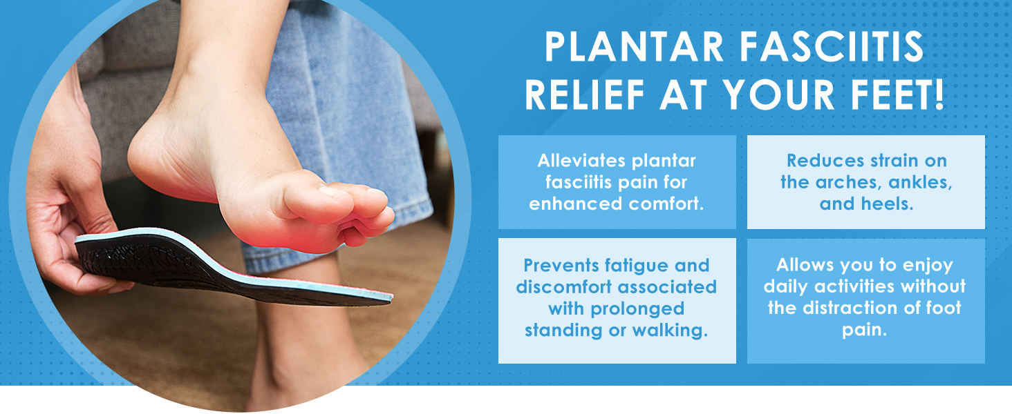 PerseveranX Plantar Fasciitis Insoles providing high arch support and relief from plantar fasciitis pain, perfect for your feet.