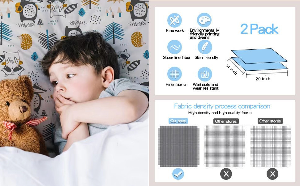 Baby Toddler Pillowcase,2 Packs 100 Cotton Pillow Cover