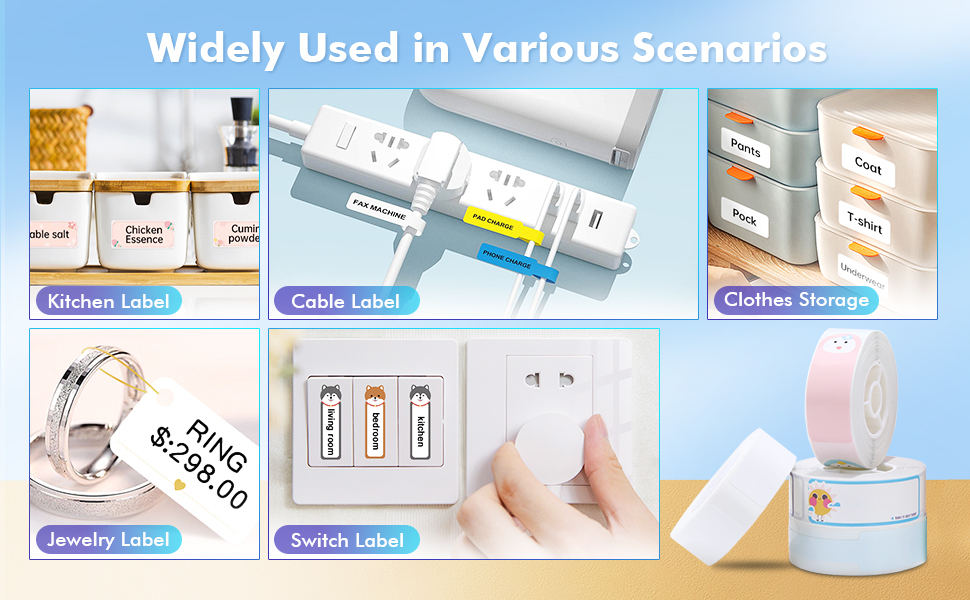 Label Maker Machine with Tape, 0.5 inch Portable Thermal Bluetooth D11