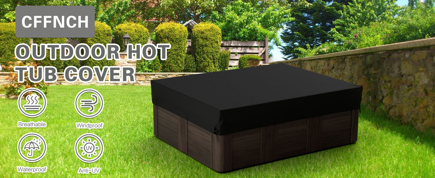 CFFNCH Hot Tub Cover 600D Polyester Rectangular Hot Tub