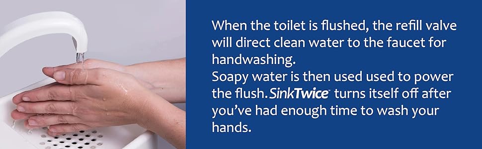 Clean water for hands and soapy water for the flush