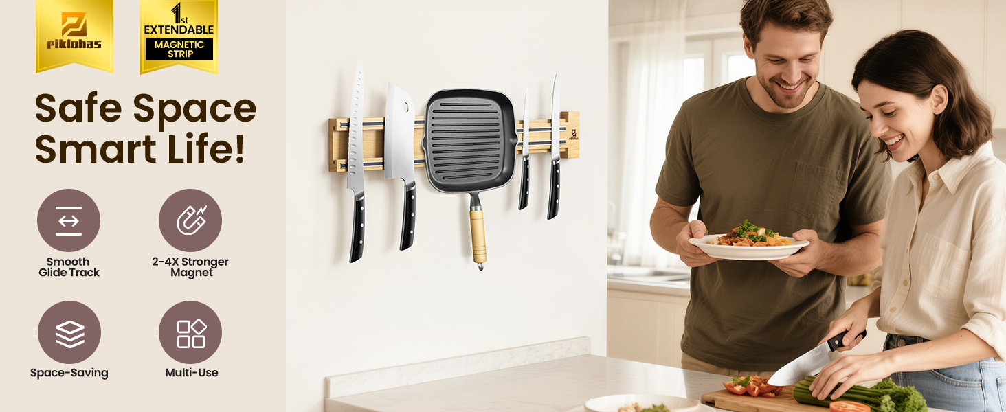 extendable magnetic knife holder versatile use kitchen garage space save