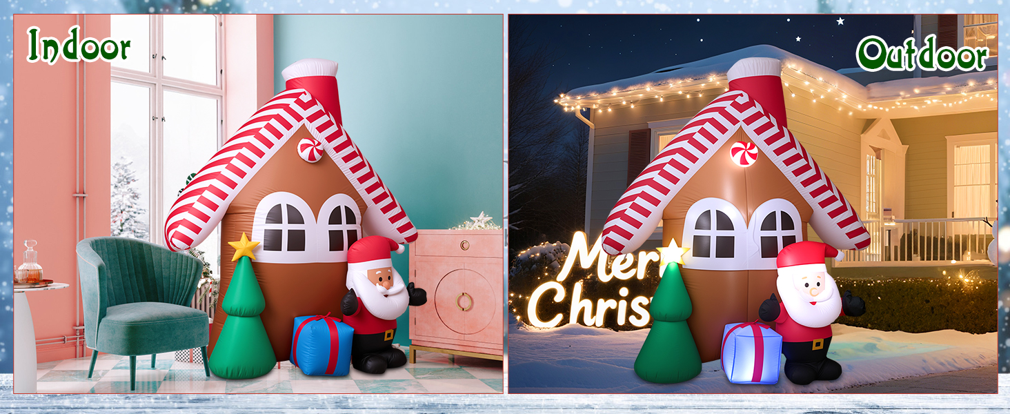 Text reads: 'Merry Chris'. Decorative holiday scene showing illuminated outdoor decorations with festive characters and lighting displays.